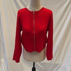 DKNY cropped red zip sweater